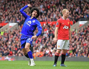 Images Dated 22nd April 2012: Everton's Unforgettable Double: Fellaini's Brace at Old Trafford