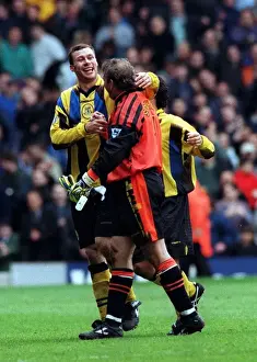 Everton's Unforgettable Heroes: Duncan Ferguson and Neville Southall Celebrate Glory Over West Ham United, April 19, 1997