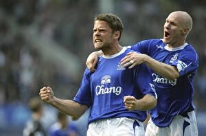 Everton v Wigan Collection: Everton's Unstoppable Duo: Beattie and Johnson - A Celebration of Goals