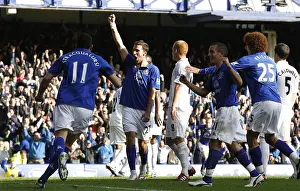 Everton's Vellios Scores His Second Goal Against Wigan at Goodison Park (September 17, 2011, Barclays Premier League)