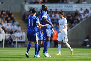 Swansea City 0 V Everton 3 : Liberty Stadium : 22-09-2012 Prints: Everton's Victor Anichebe's Triumphant Goal Celebration vs Swansea City (September 22)