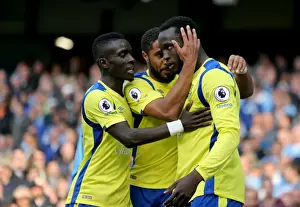 Everton's Victory at Manchester City: Idrissa Gueye and Ashley Williams Celebrate Romelu Lukaku's Goal