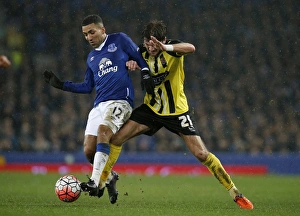 Football Soccer Prints: FA Cup Battle at Goodison Park: Everton vs Dagenham and Redbridge - Intense Rivalry on the Field
