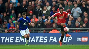 Framed Print : FA Cup Semi-Final Showdown: Everton vs Manchester United at Wembley Stadium - Martial's Manchester United Take On Everton's Challenge