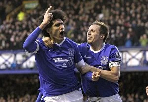 Images Dated 2nd February 2013: Fellaini and Jagielka's Dramatic Equalizer: Everton's Thrilling 3-3 Comeback vs. Aston Villa
