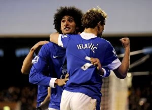Images Dated 3rd November 2012: Fellaini and Jelavic's Dramatic Comeback: Everton's Unforgettable 3-2 Fightback at Craven Cottage