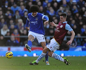 Everton 3 V Aston Villa 3 : Goodison Park : 02-02-2013 Prints: Fellaini vs. Clark: Thrilling 3-3 Draw - Everton vs