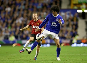 Everton 1 V Manchester United 0 : Goodison Park: 20-08-2012 Prints: Fellaini vs. Cleverley: A Battle at Goodison Park - Everton vs. Manchester United (1-0)