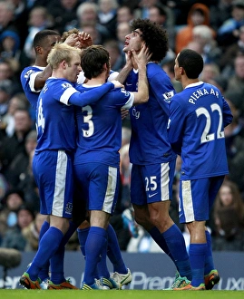 Manchester City 1 V Everton 1 : Etihad Stadium : 01-12-2012 Prints: Fellaini's Stunner: Manchester Derby Goal (1-1) - Everton at Etihad Stadium (December 2012)