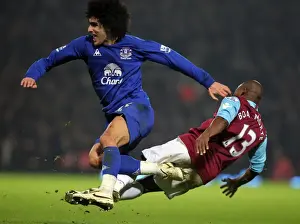 Framed Print : Fierce Battle: Boa Morte vs. Fellaini - West Ham United vs. Everton, Premier League (2010) Framed Print : Fierce Battle: Boa Morte vs. Fellaini - West Ham United vs. Everton, Premier League (2010)