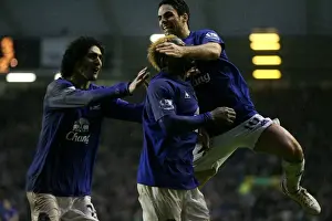 05 February 2011 Everton V Blackpool Prints: Five-Star Everton: Louis Saha and Teammates Celebrate in Style after Scoring against Blackpool (05)