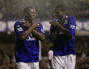 Images Dated 24th November 2007: Five-Star Yakubu: Everton's Unforgettable Victory Dance Against Sunderland in the Premier League