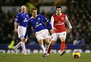 Football - Everton v Arsenal Barclays - Premier League - Goodison Park - 07 / 08 - 29 / 12 / 07 Evertons Phil Neville in action against Arsenals Cesc Fabregas Mandatory Credit: Action Images / Carl Recine
