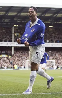 Football - Everton v Manchester City Barclays Premier League - Goodison Park - 12 / 1 / 08 Joleon Lescott celebrates scoring the first goal for Everton Mandatory Credit: Action Images / Carl Recine Livepic