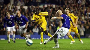 Football - Everton v Metalist Kharkiv UEFA Cup First Round First Leg - Goodison Park - 20 / 9 / 07 Evertons Andrew Johnson misses his retaken penalty Mandatory Credit: Action Images / Carl