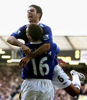 Images Dated 9th February 2008: Football - Everton v Reading - Barclays Premier League - Goodison Park - 07 / 08 - 9 / 2 / 08 Phil Jagielka celebrates