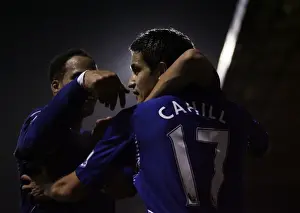 Football - Luton Town v Everton - Carling Cup Fourth Round - Kenilworth Road - 07 / 08 - 31 / 10 / 07 Tim Cahill (R) celebrates after scoring the first goal for Everton Mandatory Credit: Action Images /