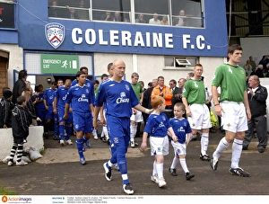 Northern Ireland XI v Everton - Pre Season Friendly - Coleraine Showgrounds - 14/7/07 Andrew Johnson leads out the Everton team Images Dated 14th July 2007: Football - Northern Ireland XI v Everton - Pre Season Friendly - Coleraine Showgrounds - 14 / 7 / 07