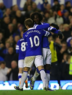 Everton 4 V Stoke City 0 : Goodison Park : 30-11-2013 Prints: Four-Goal Blitz: Lukaku and Deulofeu Celebrate Everton's Dominance Over Stoke City (30-11-2013)