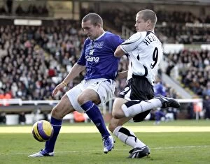 Images Dated 4th November 2006: Fulham v Everton - 4 / 11 / 06 Evertons Alan Stubbs and Fulhams Heidar Helguson in action