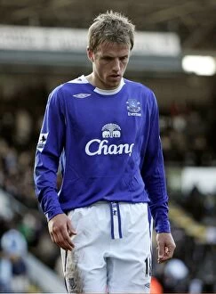 Fulham v Everton Gallery: Fulham v Everton 4 / 11 / 06 Evertons Phil Neville walks off at the end of the match looking dejected