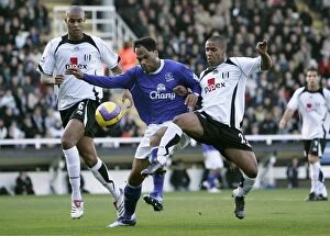 Images Dated 4th November 2006: Fulham v Everton 4 / 11 / 06 Fulhams Wayne Routledge and Zat Knight and Evertons Joleon Lescott