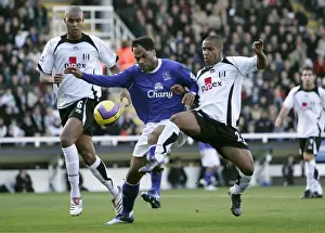 Fulham v Everton 4 / 11 / 06 Fulhams Wayne Routledge and Zat Knight and Evertons Joleon Lescott
