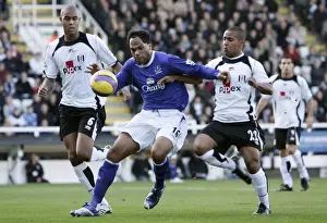 Andy Johnson Prints: Fulham v Everton 4 / 11 / 06 Fulhams Wayne Routledge and Zat Knight and Evertons Joleon Lescott