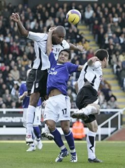 Fulham v Everton Gallery: Fulham v Everton 4 / 11 / 06 Zat Knight in action against Tim Cahill