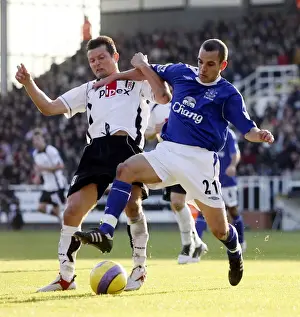 Fulham v Everton - Tomasz Radzinski of Fulham in action against Leon Osman