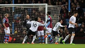 Aston Villa v Everton - Villa Park Collection: Funes Mori Scores First Goal: Everton's Triumph Over Aston Villa in Premier League Clash