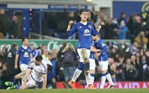 Emirates FA Cup - Everton v Chelsea - Quarter Final - Goodison Park Collection: Funes Mori's Victory: Everton Celebrates Emirates FA Cup Quarter-Final Triumph Over Chelsea at