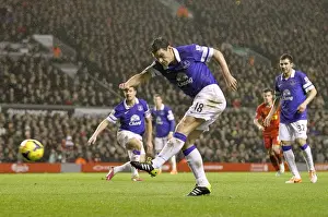 Liverpool 4 V Everton 0 : Anfield : 28-01-2014 Prints: Gareth Barry Rallies Everton Amidst Liverpool Rivalry: Anfield Showdown (Premier League)