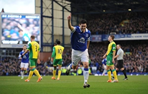 Everton 2 V Norwich City 0 : Goodison Park : 11-01-2014 Prints: Gareth Barry's Opener: Everton's Victory Over Norwich City (11-01-2014)