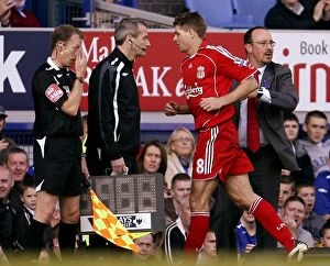 Images Dated 20th October 2007: Gerrard Substituted: Everton vs. Liverpool Derby, 2007 - Benitez Replaces Captain at Goodison Park