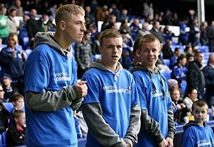 Images Dated 30th October 2010: Half-Time Unity: Everton FC Community Engagement at Goodison Park (Everton vs Stoke City)