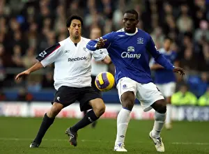 Framed Print : Idan Tal vs Joseph Yobo: A Battle at Goodison Park - Everton vs Bolton Wanderers, FA Barclays Premiership (18 / 11 / 06)