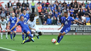 Swansea City V Everton - Liberty Stadium Prints: Intense Battle for Ball: Jagielka