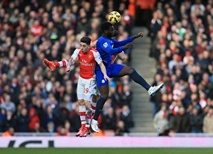 Framed Print : Intense Battle for Ball: Lukaku vs. Bellerin & Gabriel - Arsenal vs. Everton, Premier League Framed Print : Intense Battle for Ball: Lukaku vs. Bellerin & Gabriel - Arsenal vs. Everton, Premier League