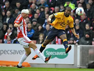 01 May 2012 V Stoke City, Britannia Stadium Prints: Intense Battle: Distin vs Walters at Britannia Stadium - Everton vs Stoke City