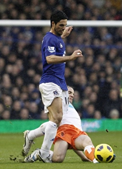 05 February 2011 Everton V Blackpool Prints: Intense Battle: Mikel Arteta vs
