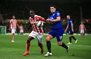 Images Dated 4th March 2015: Intense Battle for Possession: Gareth Barry (Everton) vs. Victor Moses (Stoke City)