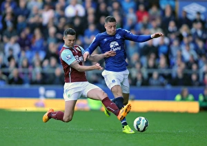 Intense Battle: Ross Barkley vs. Jason Shackell at Goodison Park - Everton vs. Burnley, Premier League