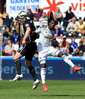 Images Dated 11th April 2015: Intense Rivalry: Barry vs Emnes in Swansea City vs Everton (Barclays Premier League)