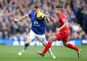 Everton 3 V Liverpool 3 : Goodison Park : 23-11-2013 Prints: Intense Rivalry: Coleman vs. Coutinho - Everton vs