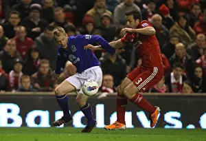 13 March 2012 V Liverpool, Anfield Prints: Intense Rivalry: Hibbert vs Enrique - Premier League Clash: Everton vs Liverpool (13 March 2012)