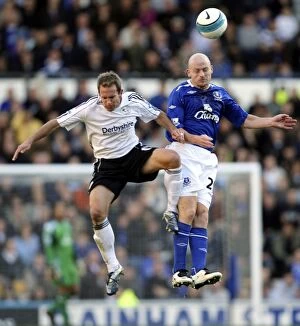 Images Dated 28th October 2007: Intense Rivalry: Lewis vs. Carsley Clash at Derby vs. Everton