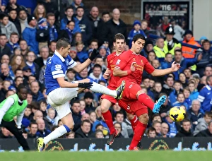 Intense Rivalry: Mirallas Tackles Suarez - Everton vs Liverpool (23-11-2013)