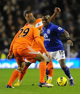21 December 2011, Everton V Swansea City Prints: Intense Rivalry: Royston Drenthe vs Wayne Routledge & Ashley Richards Battle for the Ball (Everton vs Swansea City)