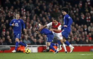 Images Dated 2nd February 2011: Intense Rivalry: Walcott vs. Baines - Arsenal vs. Everton, Premier League Showdown (February 2011)